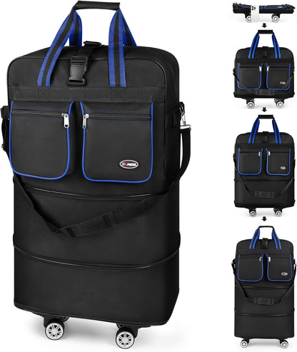 30''36''40''Rolling Duffle Bag with Wheels,Expandable Duffle Bag for Travel for Men Women,Foldable#40''Grey