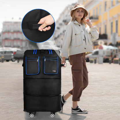 30''36''40''Rolling Duffle Bag with Wheels,Expandable Duffle Bag for Travel for Men Women,Foldable#40''Grey