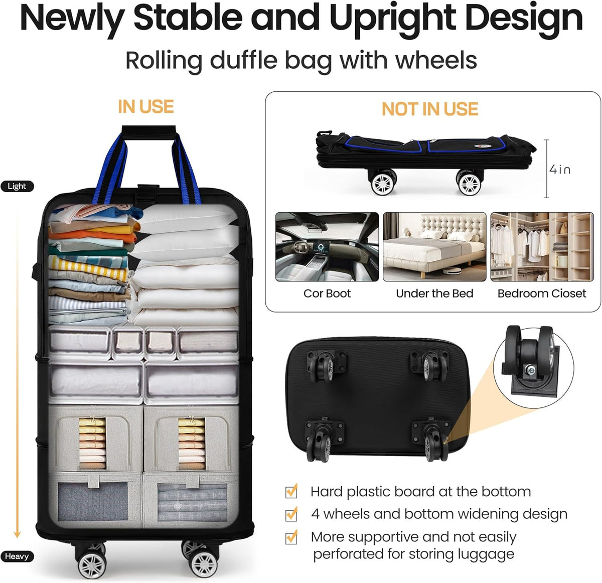 30''36''40''Rolling Duffle Bag with Wheels,Expandable Duffle Bag for Travel for Men Women,Foldable#40''Grey