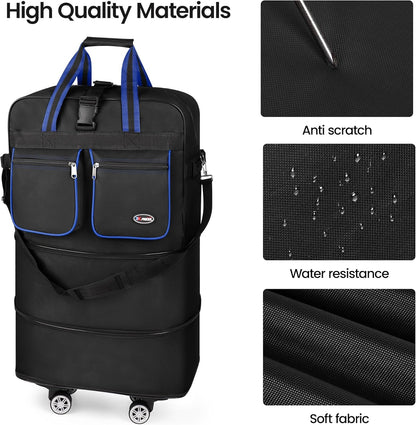 30''36''40''Rolling Duffle Bag with Wheels,Expandable Duffle Bag for Travel for Men Women,Foldable#40''Grey