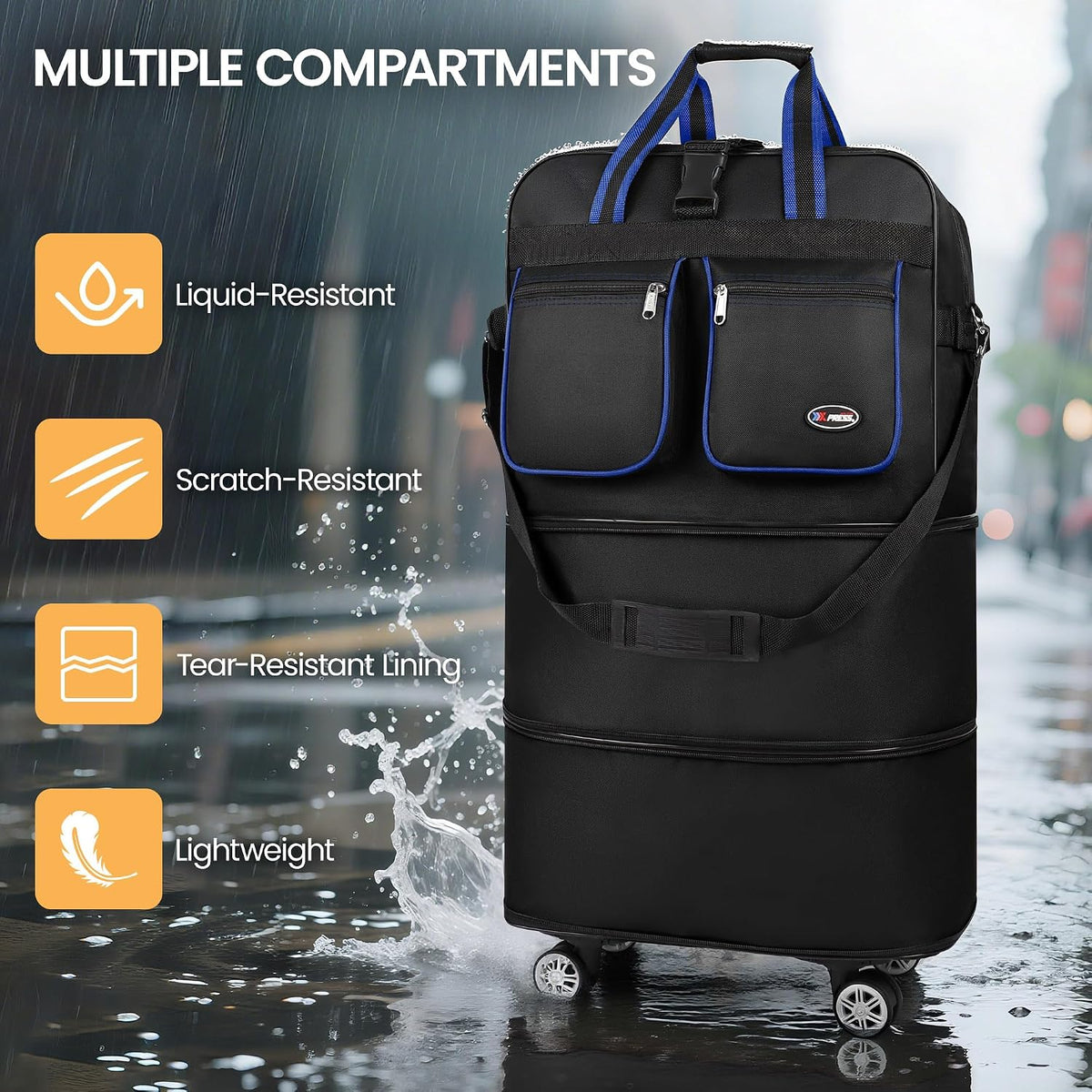 30''36''40''Rolling Duffle Bag with Wheels,Expandable Duffle Bag for Travel for Men Women,Foldable#40''Grey