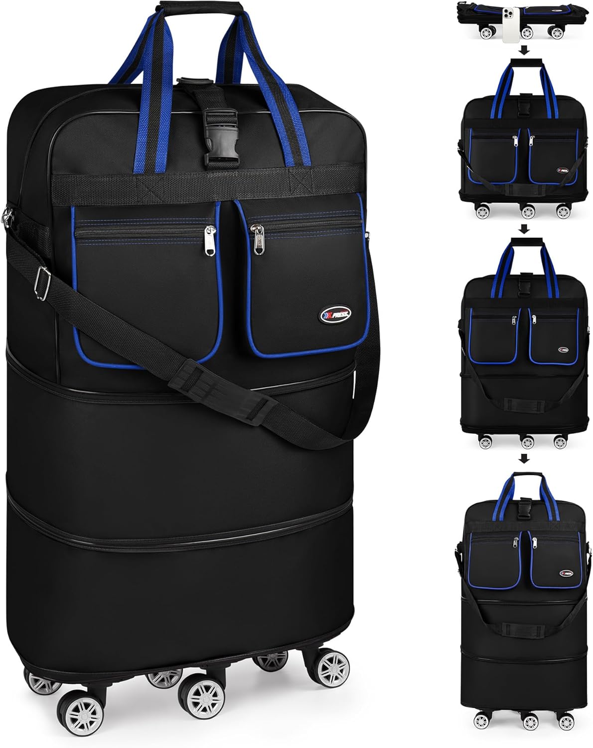 30''36''40''Rolling Duffle Bag with Wheels,Expandable Duffle Bag for Travel for Men Women,Foldable#40''Grey