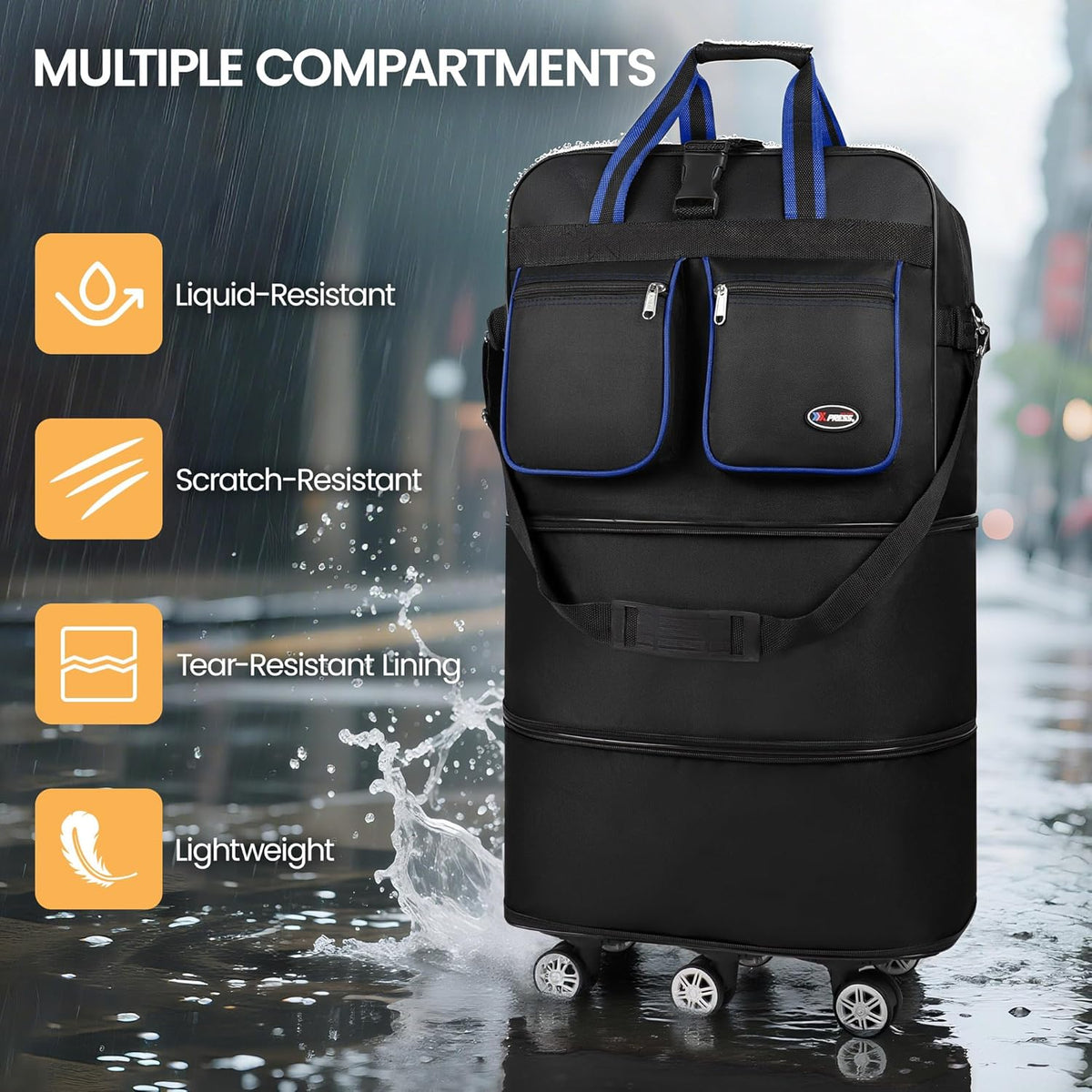 30''36''40''Rolling Duffle Bag with Wheels,Expandable Duffle Bag for Travel for Men Women,Foldable#40''Grey