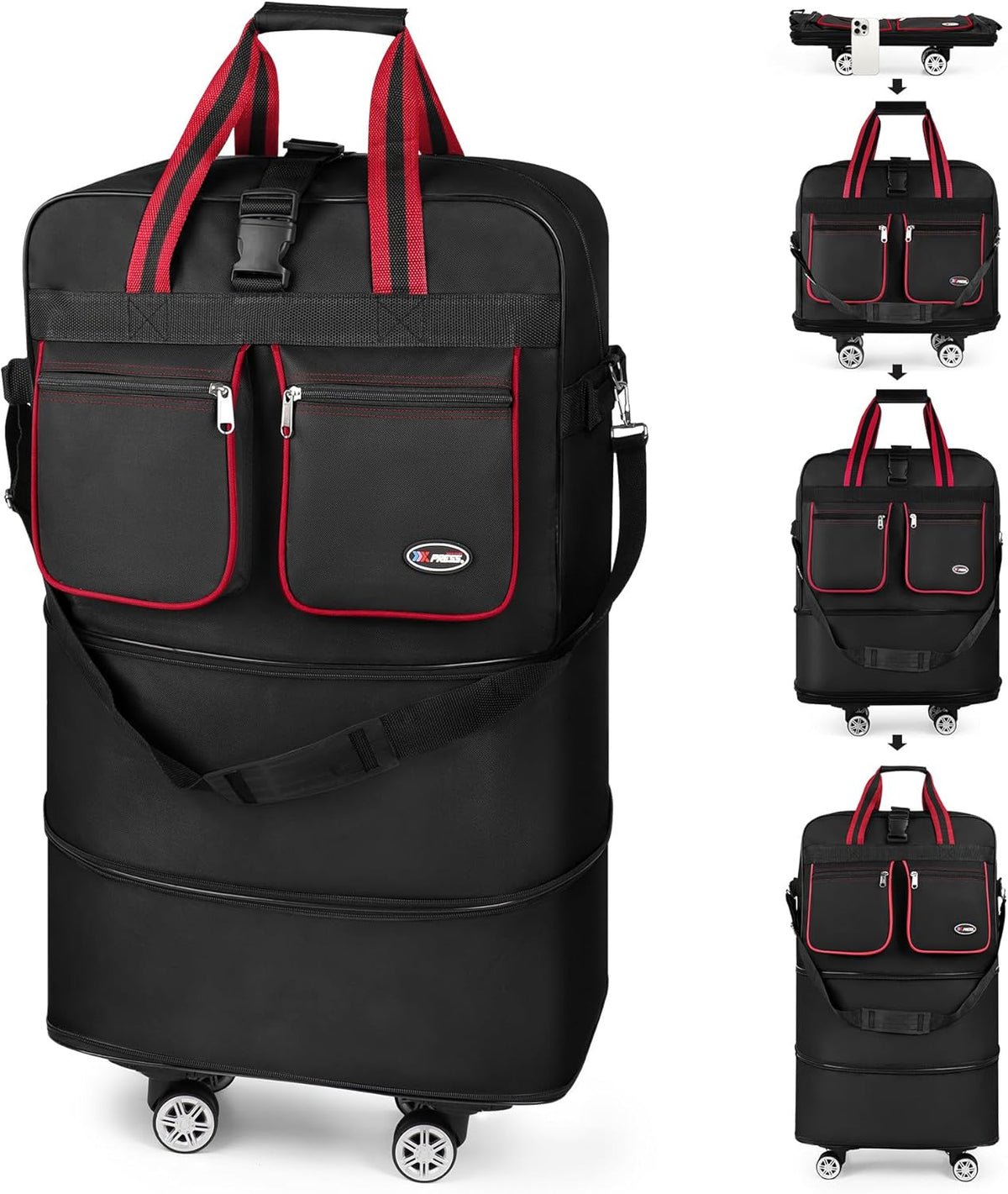 30''36''40''Rolling Duffle Bag with Wheels,Expandable Duffle Bag for Travel for Men Women,Foldable#40''Grey