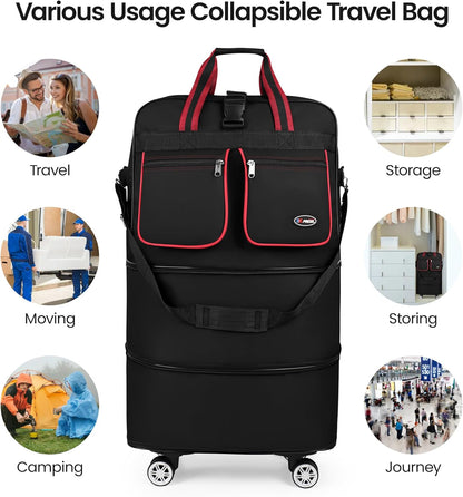 30''36''40''Rolling Duffle Bag with Wheels,Expandable Duffle Bag for Travel for Men Women,Foldable#40''Grey