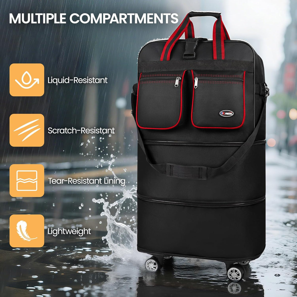 30''36''40''Rolling Duffle Bag with Wheels,Expandable Duffle Bag for Travel for Men Women,Foldable#40''Grey
