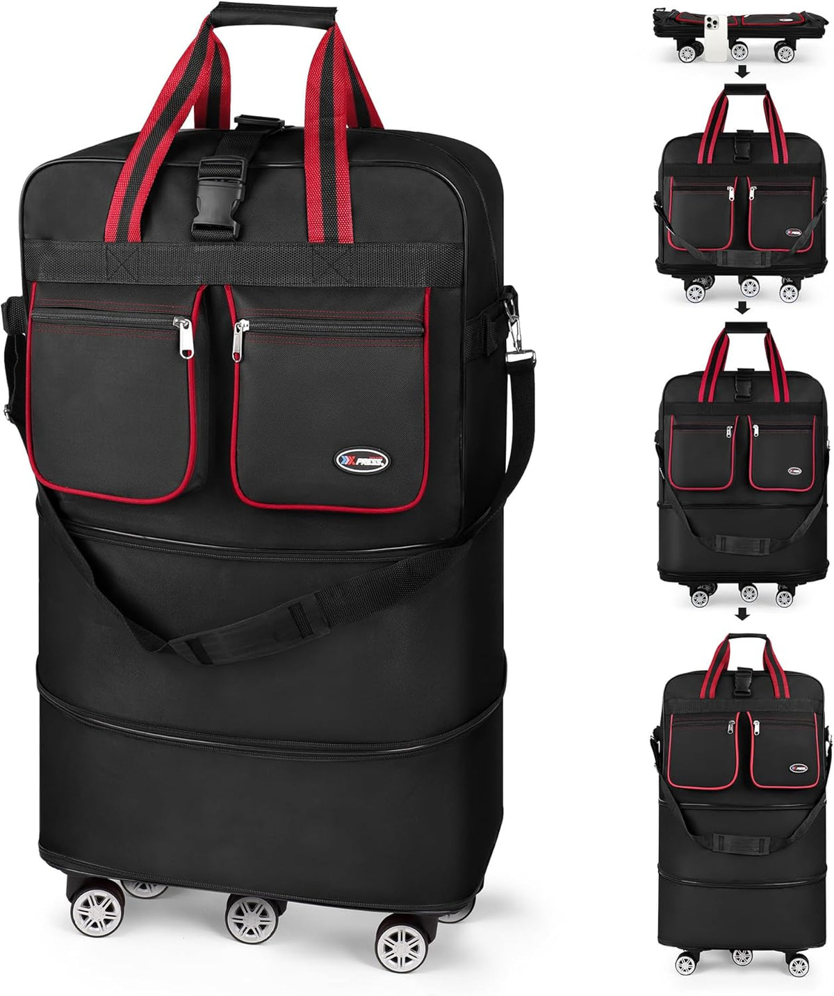 30''36''40''Rolling Duffle Bag with Wheels,Expandable Duffle Bag for Travel for Men Women,Foldable#40''Grey