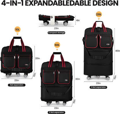 30''36''40''Rolling Duffle Bag with Wheels,Expandable Duffle Bag for Travel for Men Women,Foldable#40''Grey