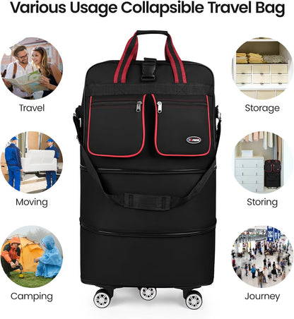 30''36''40''Rolling Duffle Bag with Wheels,Expandable Duffle Bag for Travel for Men Women,Foldable#40''Grey