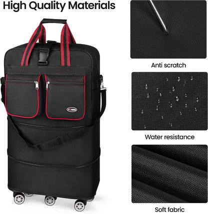 30''36''40''Rolling Duffle Bag with Wheels,Expandable Duffle Bag for Travel for Men Women,Foldable#40''Grey