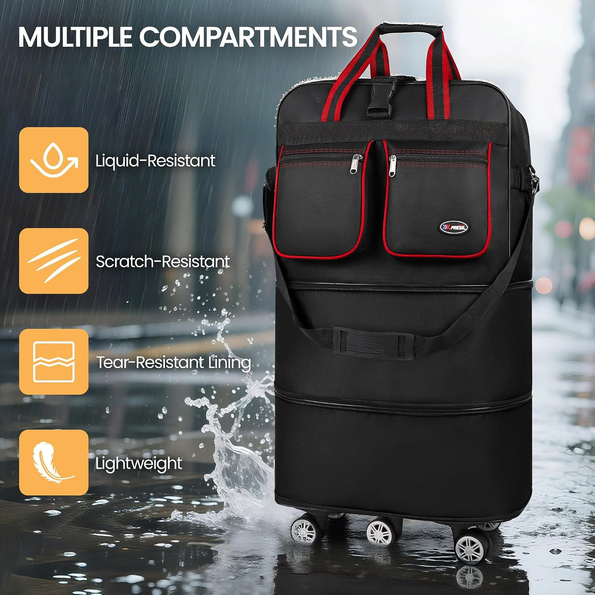 30''36''40''Rolling Duffle Bag with Wheels,Expandable Duffle Bag for Travel for Men Women,Foldable#40''Grey