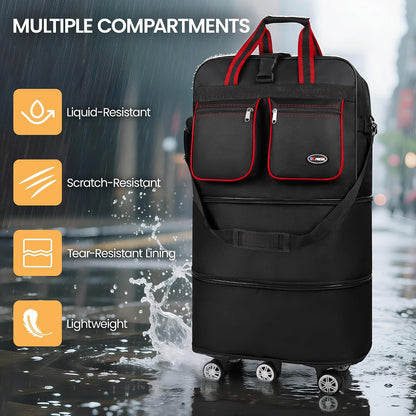30''36''40''Rolling Duffle Bag with Wheels,Expandable Duffle Bag for Travel for Men Women,Foldable#40''Grey