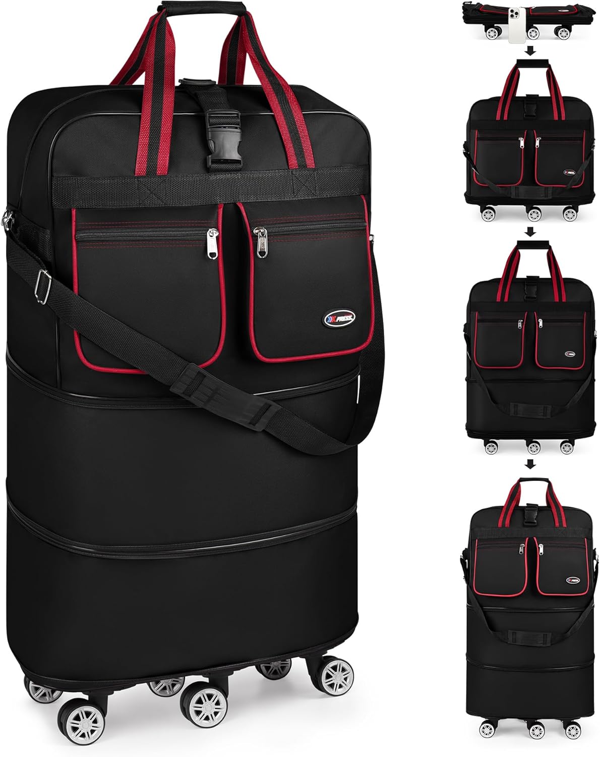 30''36''40''Rolling Duffle Bag with Wheels,Expandable Duffle Bag for Travel for Men Women,Foldable#40''Grey
