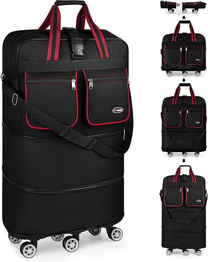 30''36''40''Rolling Duffle Bag with Wheels,Expandable Duffle Bag for Travel for Men Women,Foldable#40''Grey
