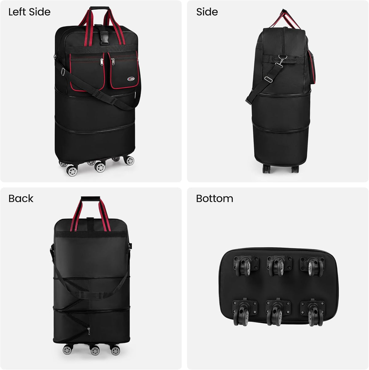 30''36''40''Rolling Duffle Bag with Wheels,Expandable Duffle Bag for Travel for Men Women,Foldable#40''Grey
