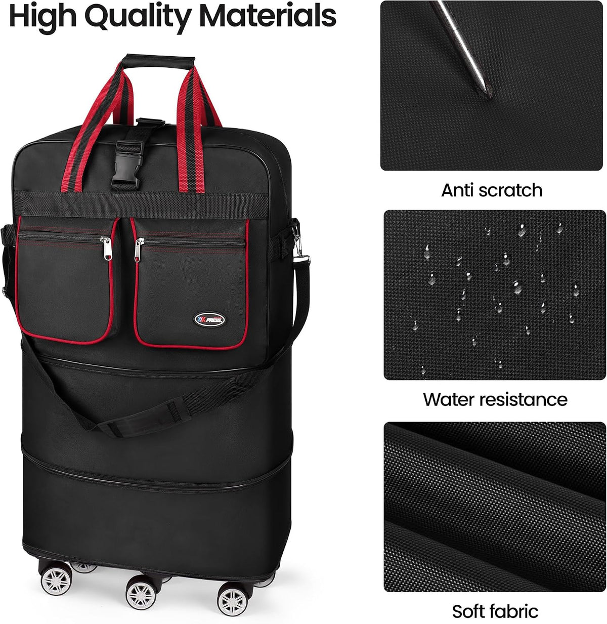 30''36''40''Rolling Duffle Bag with Wheels,Expandable Duffle Bag for Travel for Men Women,Foldable#40''Grey