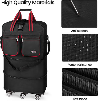 30''36''40''Rolling Duffle Bag with Wheels,Expandable Duffle Bag for Travel for Men Women,Foldable#40''Grey