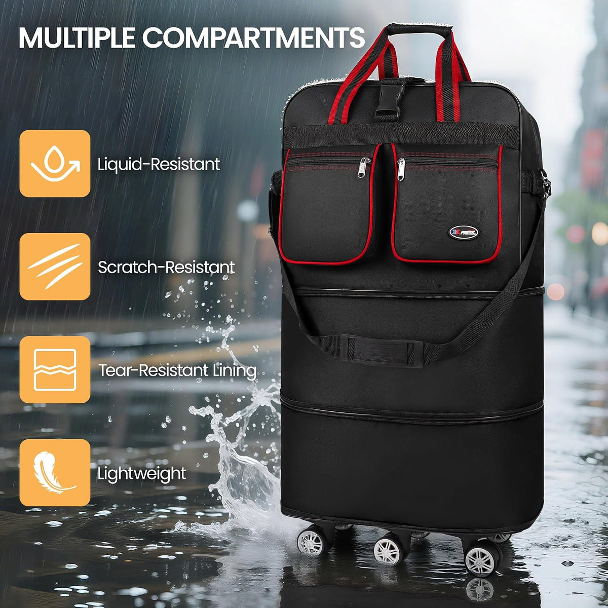 30''36''40''Rolling Duffle Bag with Wheels,Expandable Duffle Bag for Travel for Men Women,Foldable#40''Grey