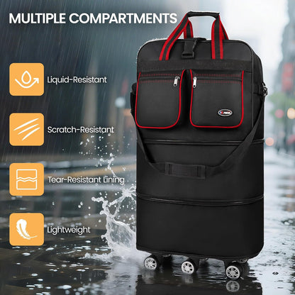 30''36''40''Rolling Duffle Bag with Wheels,Expandable Duffle Bag for Travel for Men Women,Foldable#40''Grey