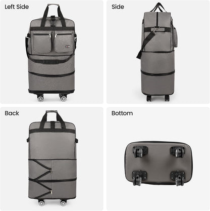 30''36''40''Rolling Duffle Bag with Wheels,Expandable Duffle Bag for Travel for Men Women,Foldable#40''Grey