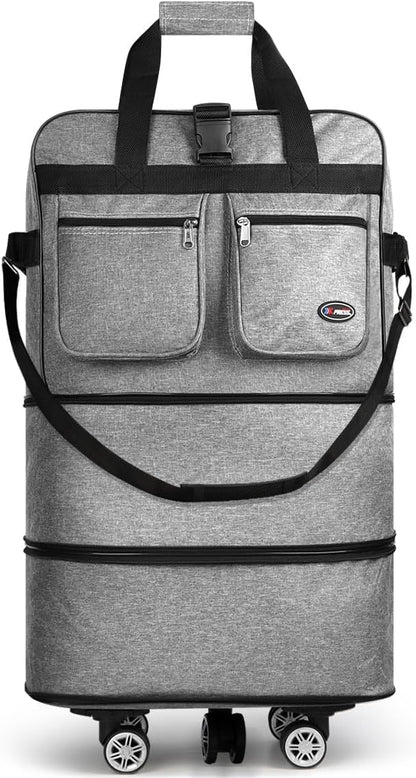 30''36''40''Rolling Duffle Bag with Wheels,Expandable Duffle Bag for Travel for Men Women,Foldable#40''Grey