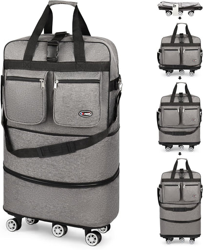30''36''40''Rolling Duffle Bag with Wheels,Expandable Duffle Bag for Travel for Men Women,Foldable#40''Grey
