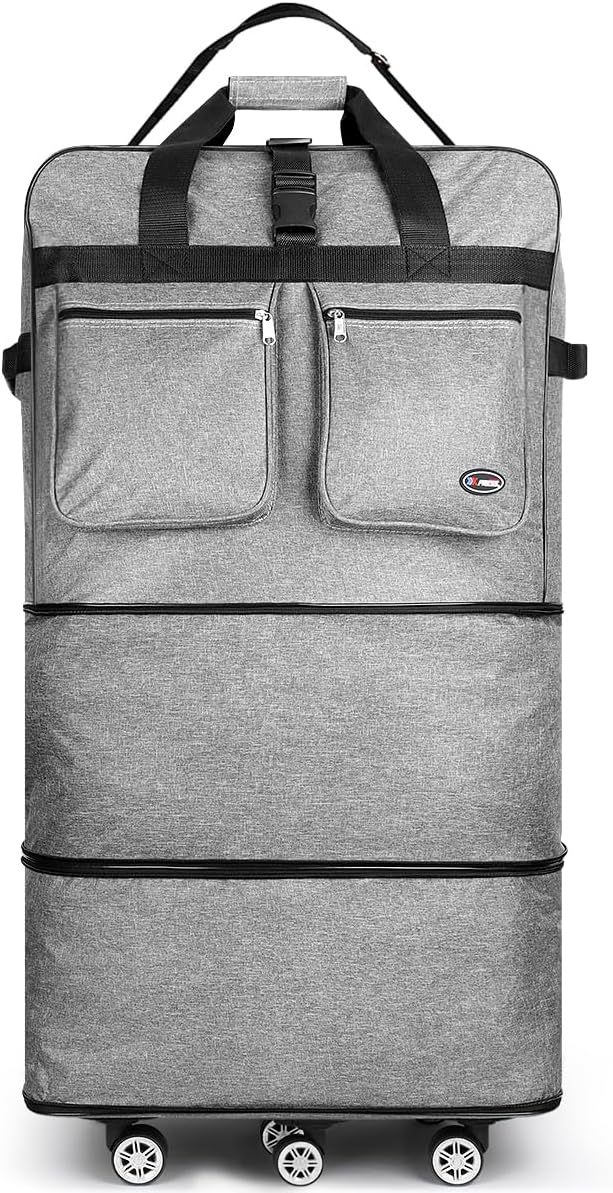 30''36''40''Rolling Duffle Bag with Wheels,Expandable Duffle Bag for Travel for Men Women,Foldable#40''Grey