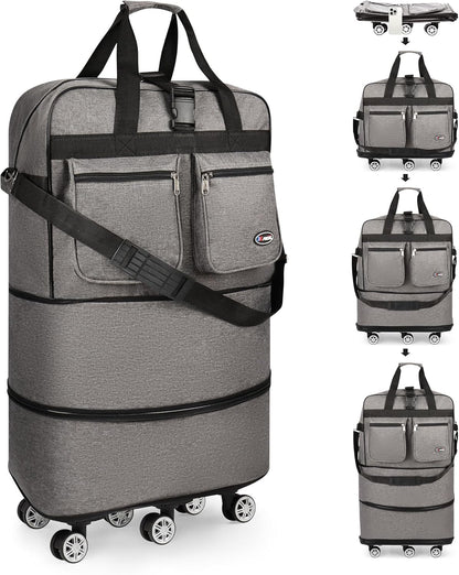 30''36''40''Rolling Duffle Bag with Wheels,Expandable Duffle Bag for Travel for Men Women,Foldable#40''Grey