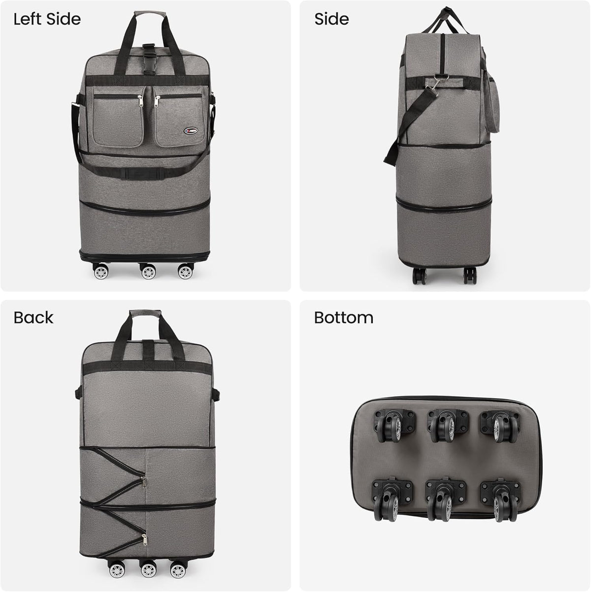 30''36''40''Rolling Duffle Bag with Wheels,Expandable Duffle Bag for Travel for Men Women,Foldable#40''Grey