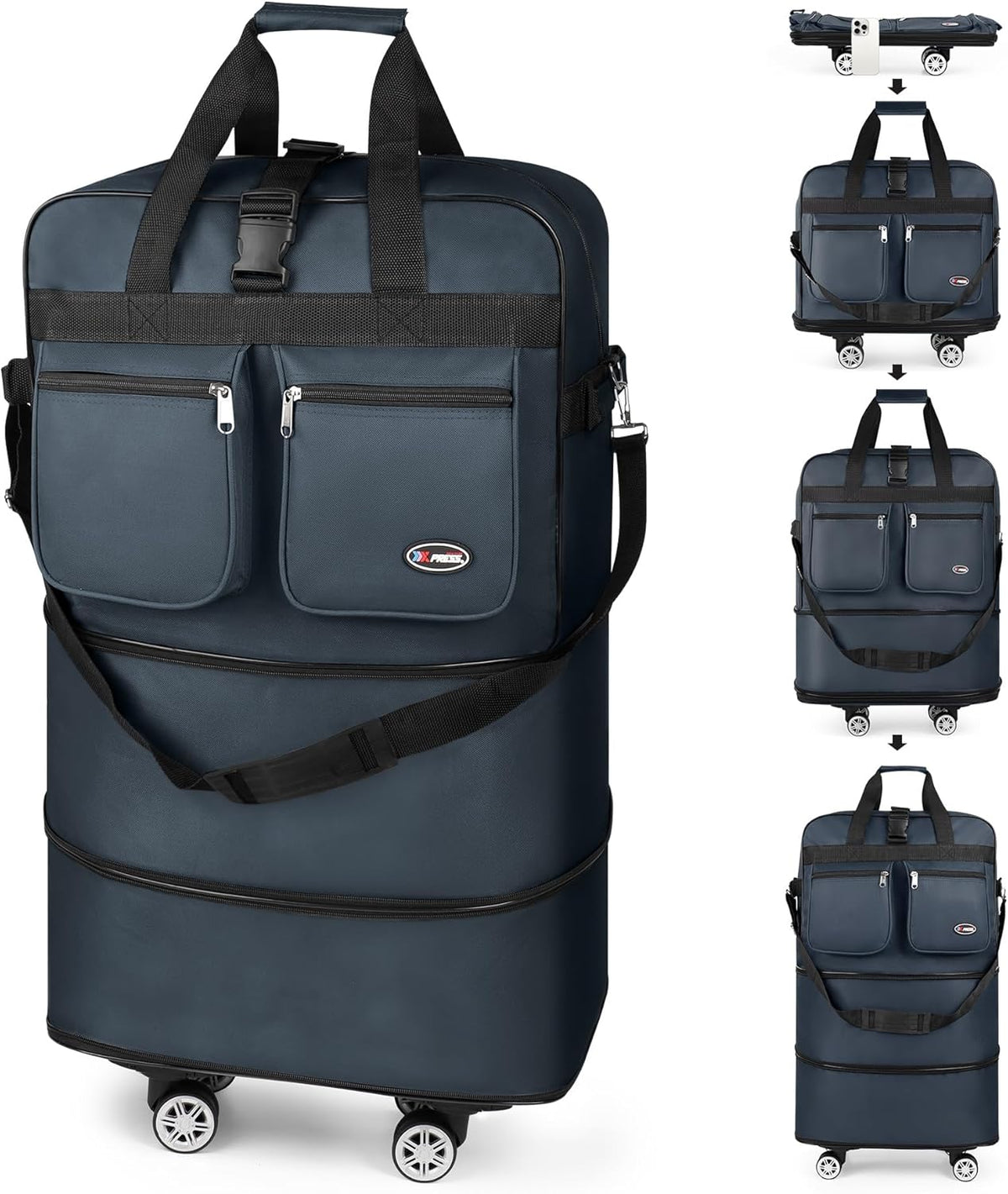 30''36''40''Rolling Duffle Bag with Wheels,Expandable Duffle Bag for Travel for Men Women,Foldable#40''Grey