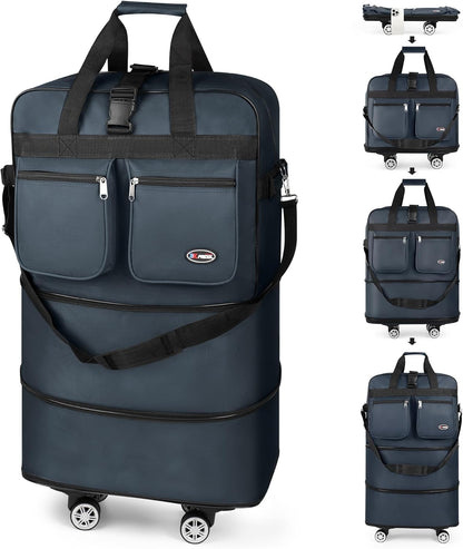 30''36''40''Rolling Duffle Bag with Wheels,Expandable Duffle Bag for Travel for Men Women,Foldable#40''Grey
