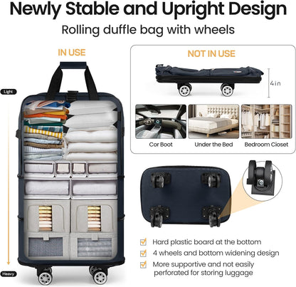 30''36''40''Rolling Duffle Bag with Wheels,Expandable Duffle Bag for Travel for Men Women,Foldable#40''Grey