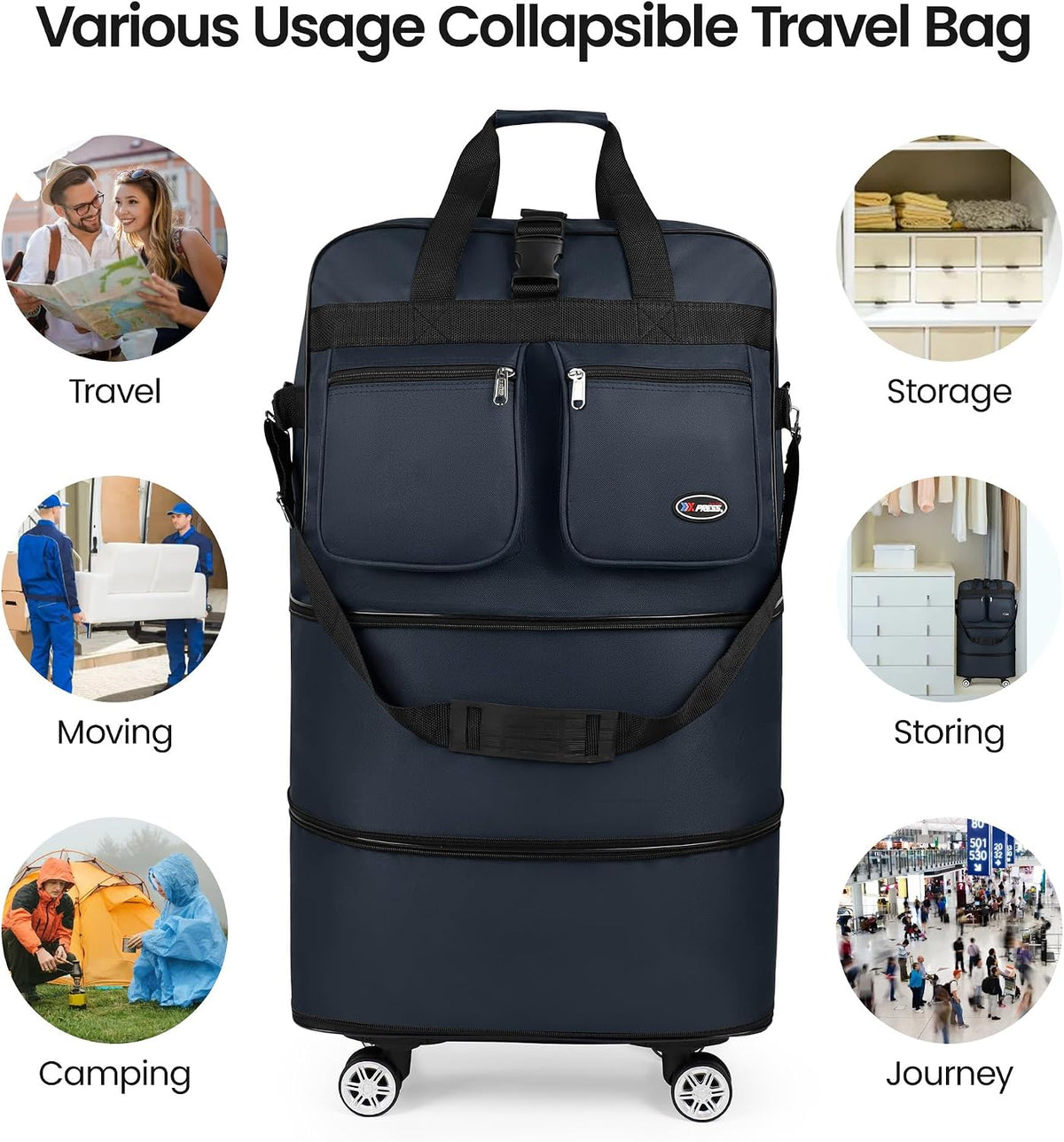30''36''40''Rolling Duffle Bag with Wheels,Expandable Duffle Bag for Travel for Men Women,Foldable#40''Grey