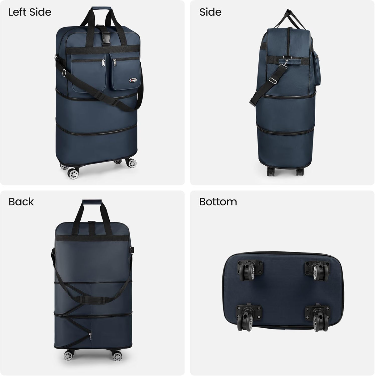 30''36''40''Rolling Duffle Bag with Wheels,Expandable Duffle Bag for Travel for Men Women,Foldable#40''Grey