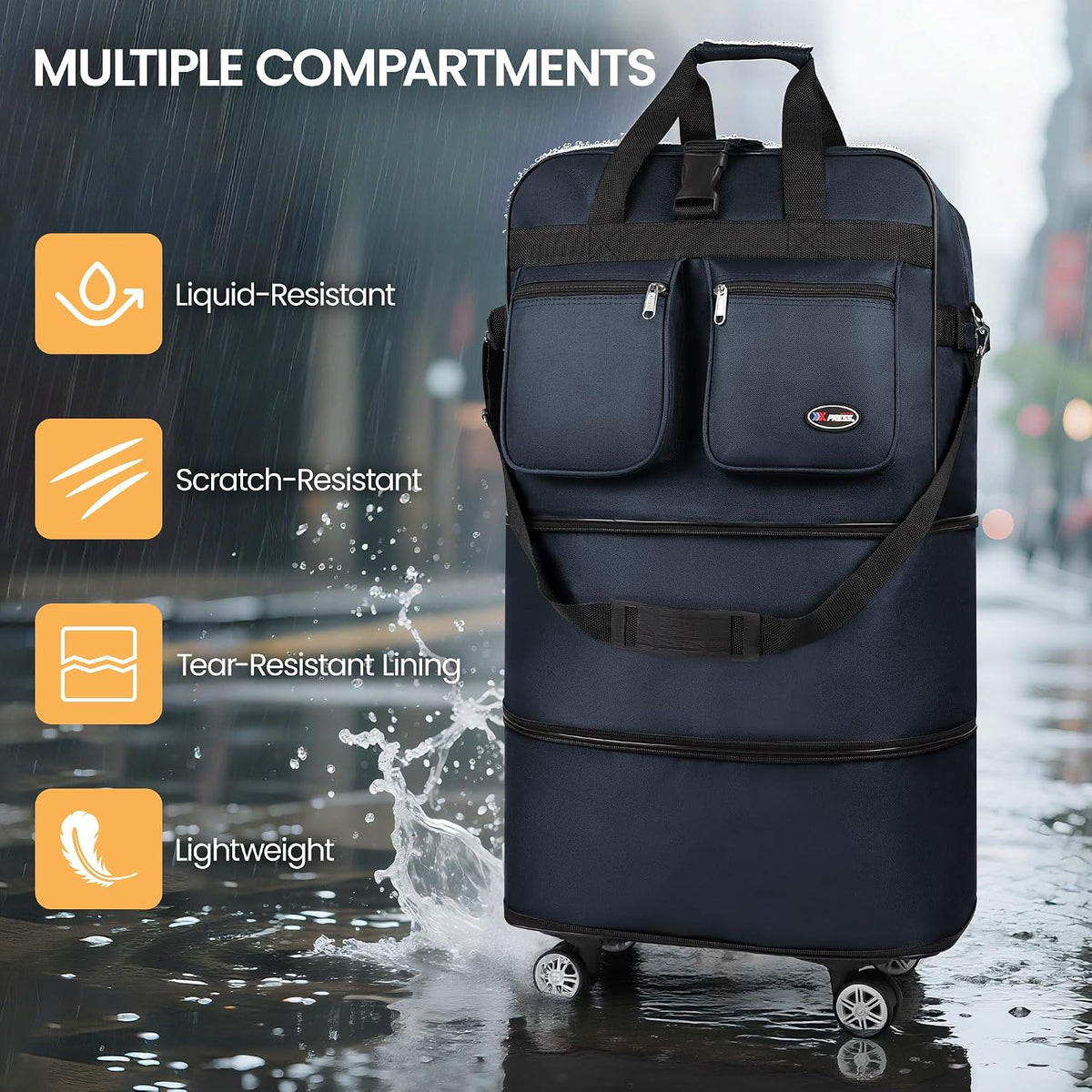 30''36''40''Rolling Duffle Bag with Wheels,Expandable Duffle Bag for Travel for Men Women,Foldable#40''Grey