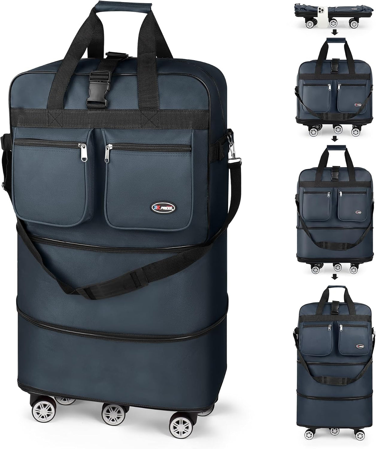 30''36''40''Rolling Duffle Bag with Wheels,Expandable Duffle Bag for Travel for Men Women,Foldable#40''Grey