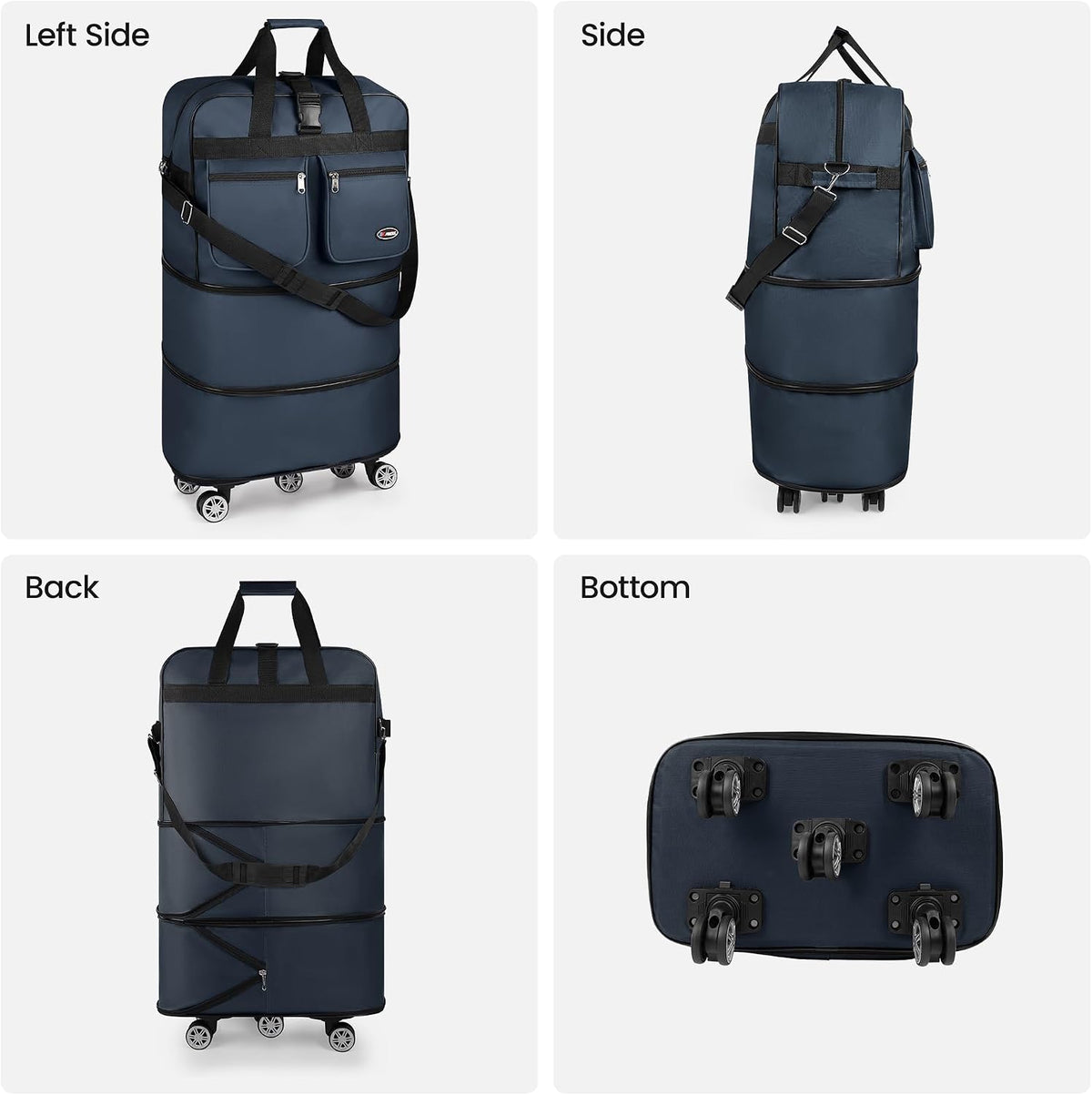 30''36''40''Rolling Duffle Bag with Wheels,Expandable Duffle Bag for Travel for Men Women,Foldable#40''Grey