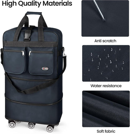 30''36''40''Rolling Duffle Bag with Wheels,Expandable Duffle Bag for Travel for Men Women,Foldable#40''Grey