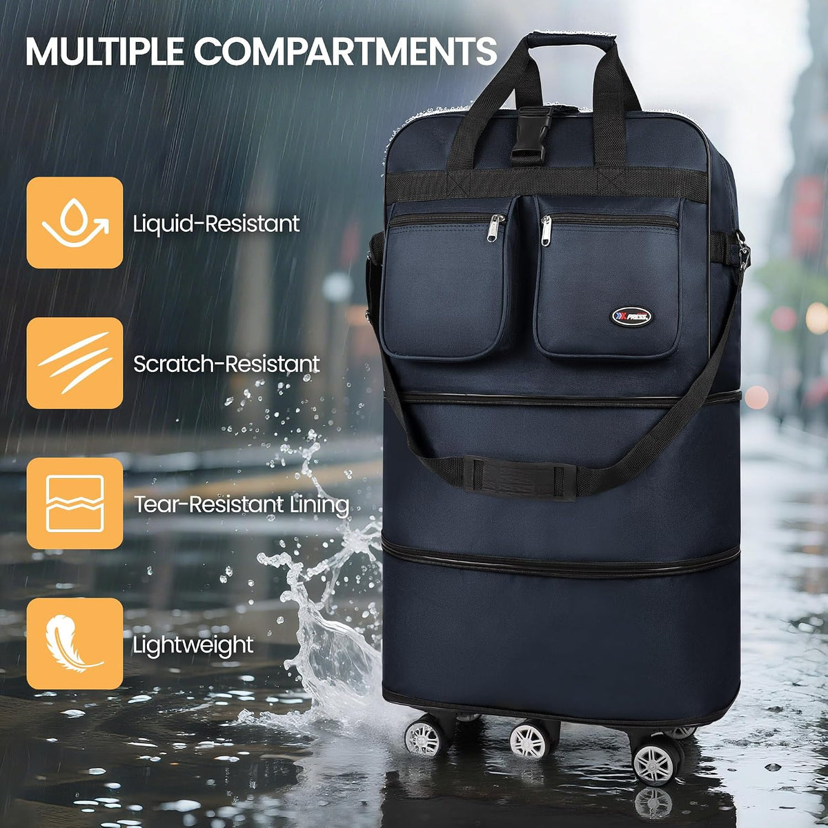 30''36''40''Rolling Duffle Bag with Wheels,Expandable Duffle Bag for Travel for Men Women,Foldable#40''Grey