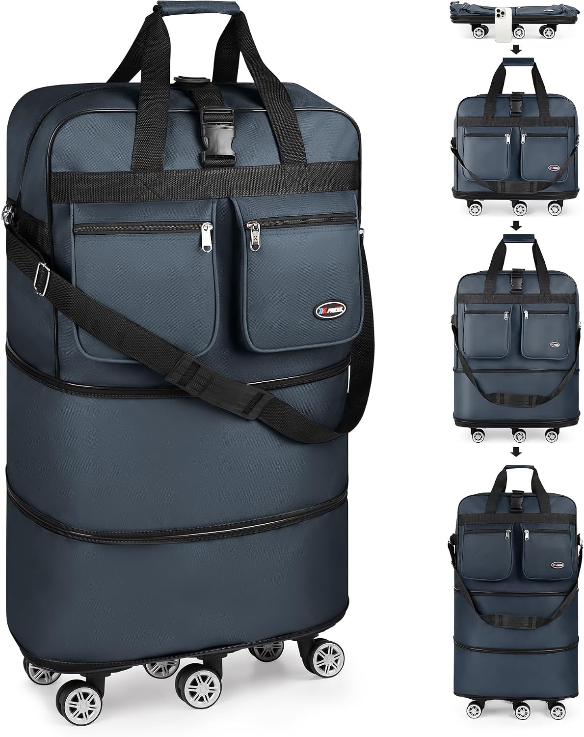 30''36''40''Rolling Duffle Bag with Wheels,Expandable Duffle Bag for Travel for Men Women,Foldable#40''Grey