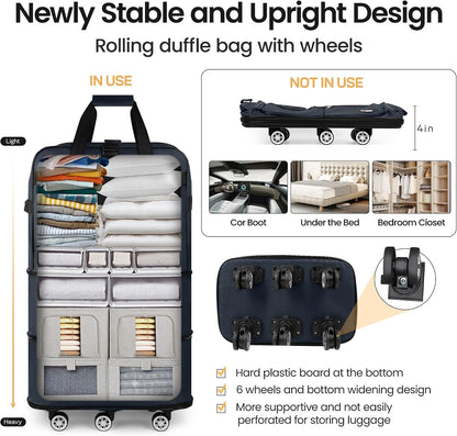 30''36''40''Rolling Duffle Bag with Wheels,Expandable Duffle Bag for Travel for Men Women,Foldable#40''Grey