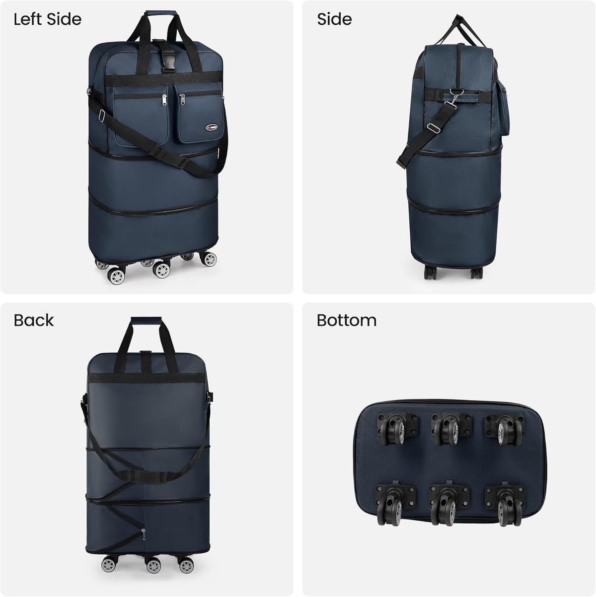 30''36''40''Rolling Duffle Bag with Wheels,Expandable Duffle Bag for Travel for Men Women,Foldable#40''Grey