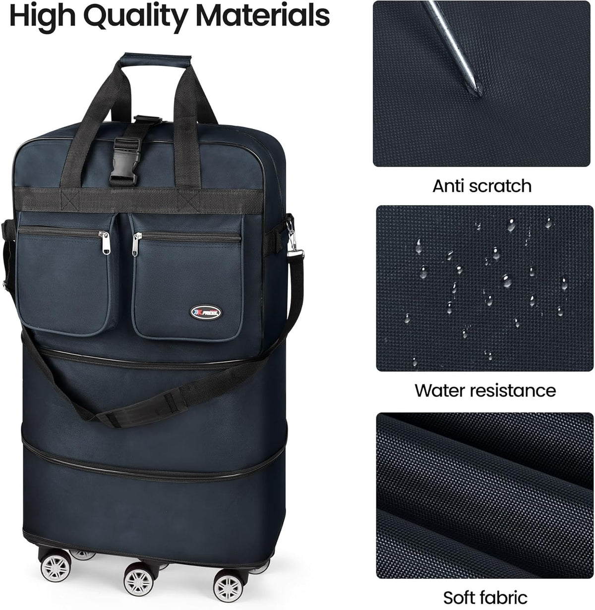 30''36''40''Rolling Duffle Bag with Wheels,Expandable Duffle Bag for Travel for Men Women,Foldable#40''Grey