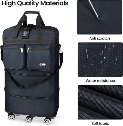 30''36''40''Rolling Duffle Bag with Wheels,Expandable Duffle Bag for Travel for Men Women,Foldable#40''Grey