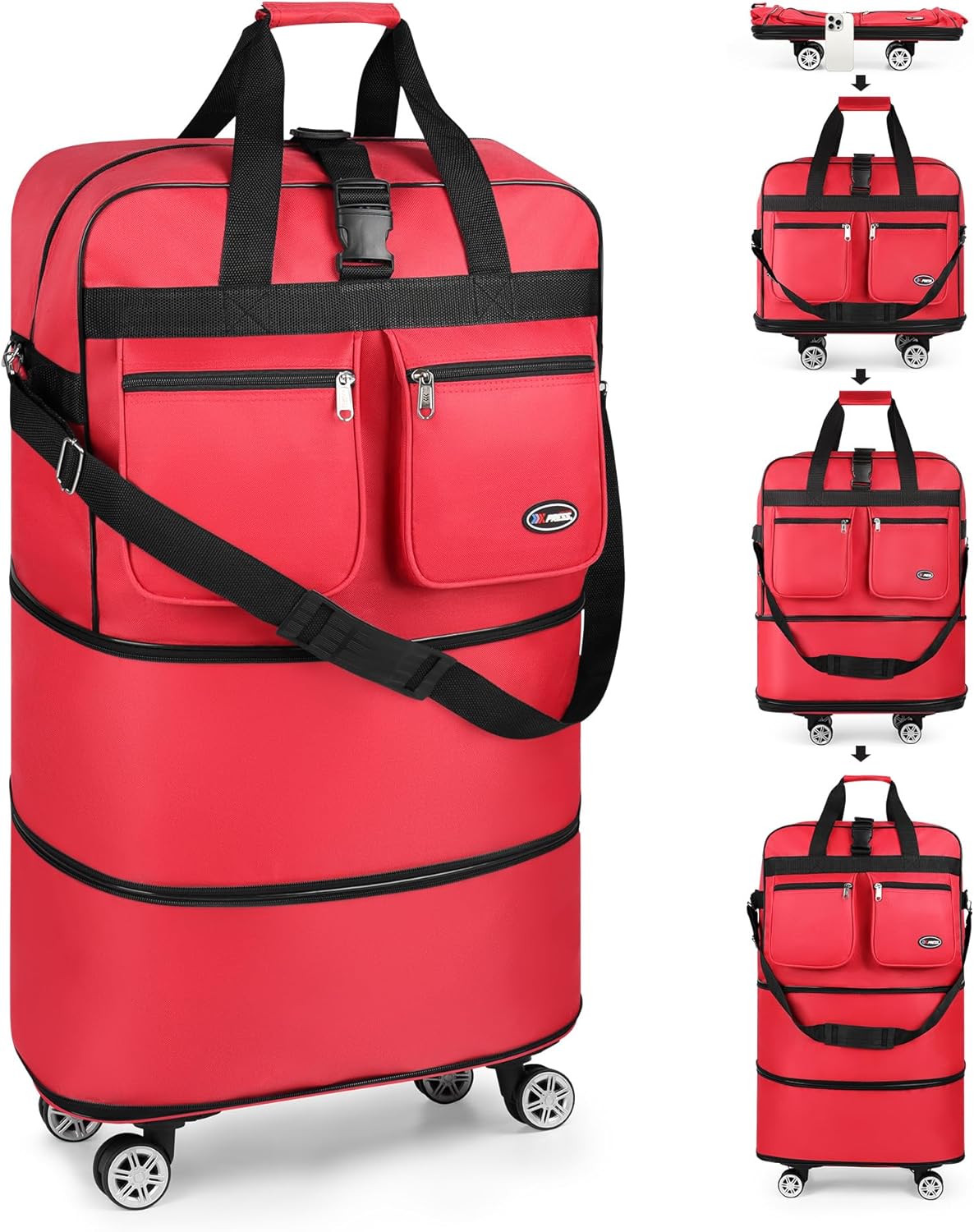 30''36''40''Rolling Duffle Bag with Wheels,Expandable Duffle Bag for Travel for Men Women,Foldable#40''Grey