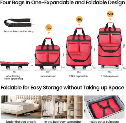 30''36''40''Rolling Duffle Bag with Wheels,Expandable Duffle Bag for Travel for Men Women,Foldable#40''Grey
