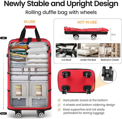 30''36''40''Rolling Duffle Bag with Wheels,Expandable Duffle Bag for Travel for Men Women,Foldable#40''Grey