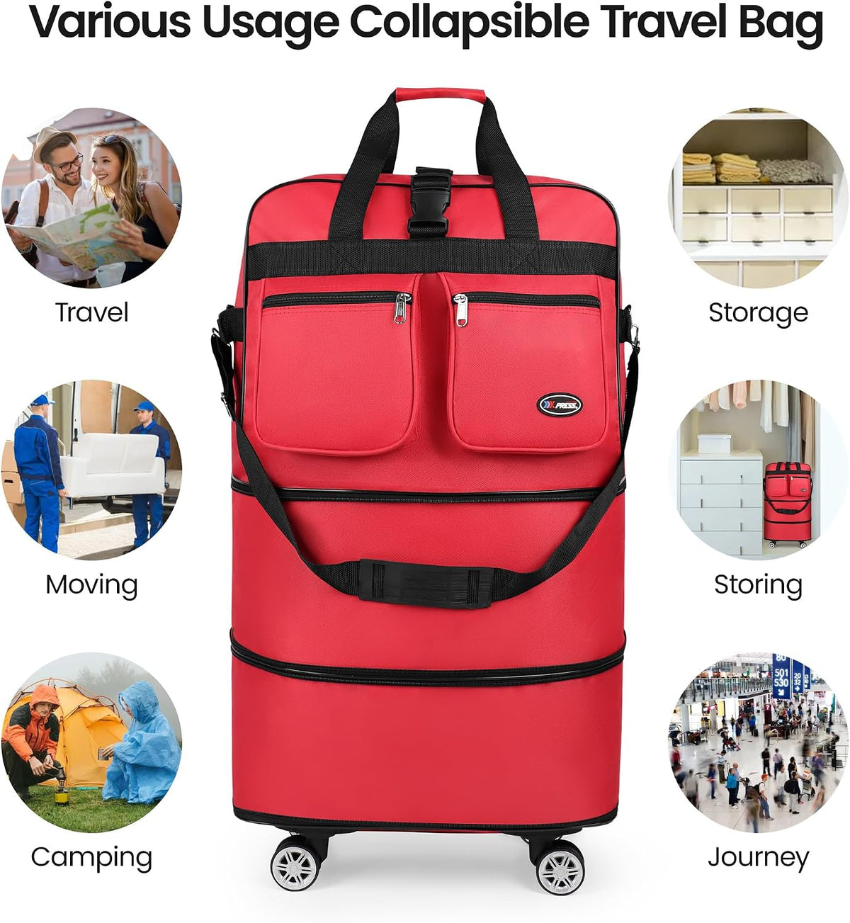 30''36''40''Rolling Duffle Bag with Wheels,Expandable Duffle Bag for Travel for Men Women,Foldable#40''Grey