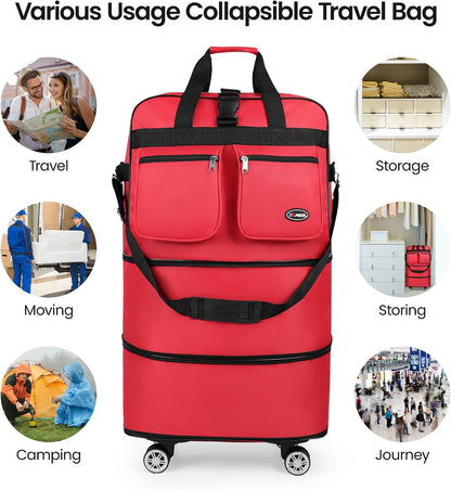 30''36''40''Rolling Duffle Bag with Wheels,Expandable Duffle Bag for Travel for Men Women,Foldable#40''Grey