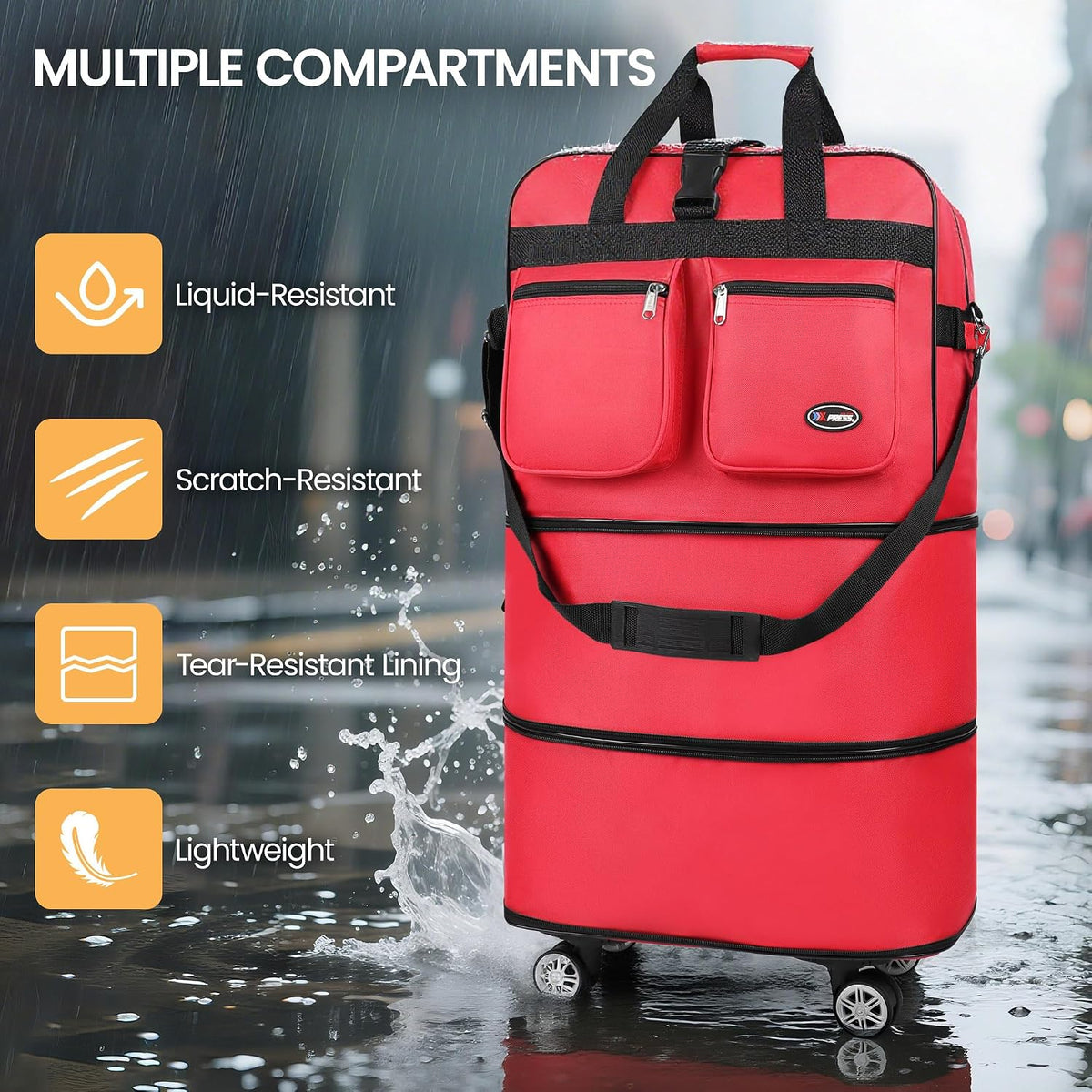 30''36''40''Rolling Duffle Bag with Wheels,Expandable Duffle Bag for Travel for Men Women,Foldable#40''Grey